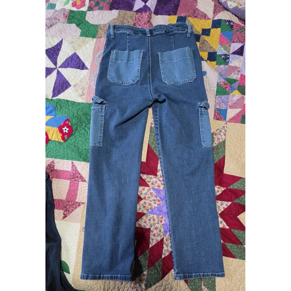 Ladies Fire & Rain Two Tone Blue Jeans Cargo Carpenter Size 9